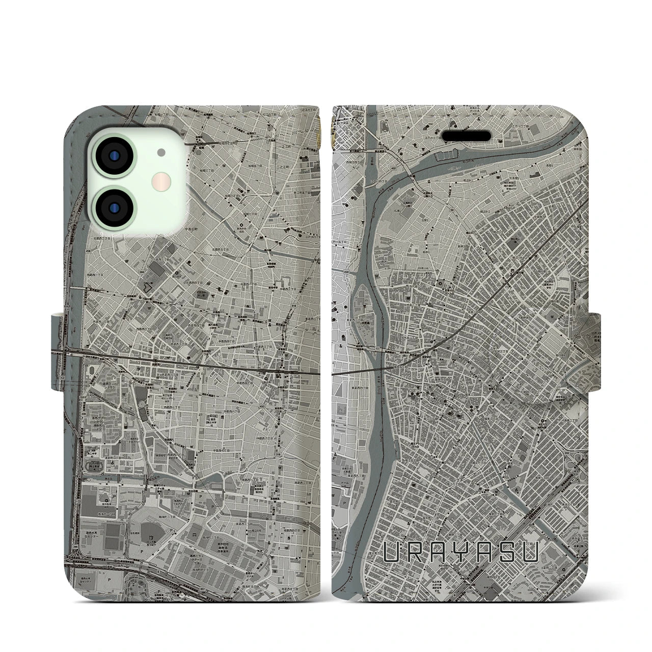 【浦安(千葉県)】地図柄iPhoneケース(手帳タイプ)