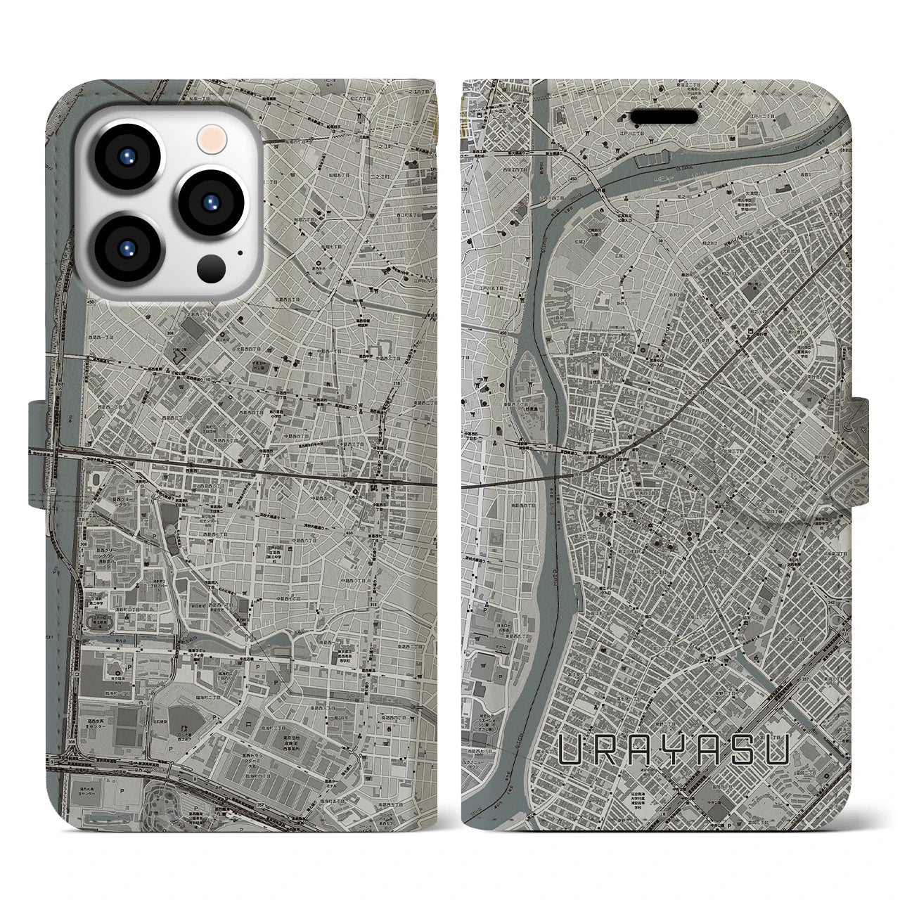 【浦安(千葉県)】地図柄iPhoneケース(手帳タイプ)