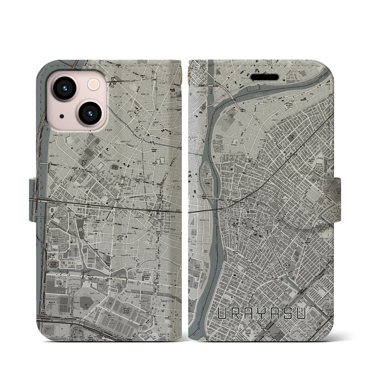 【浦安(千葉県)】地図柄iPhoneケース(手帳タイプ)