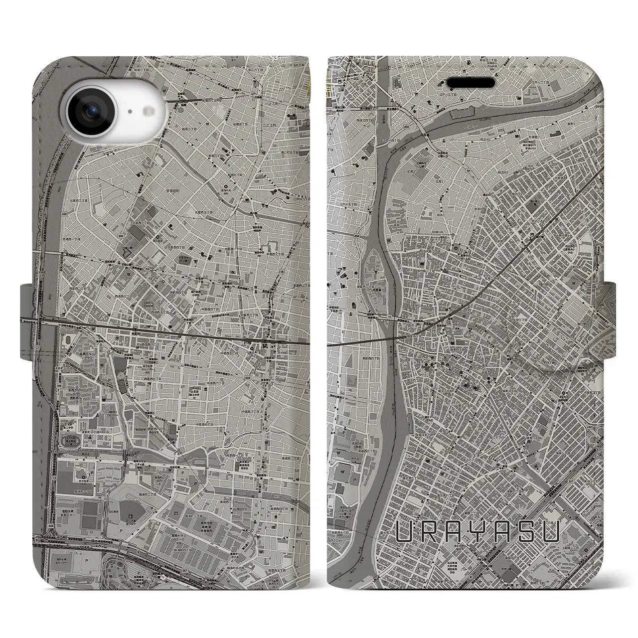 【浦安(千葉県)】地図柄iPhoneケース(手帳タイプ)
