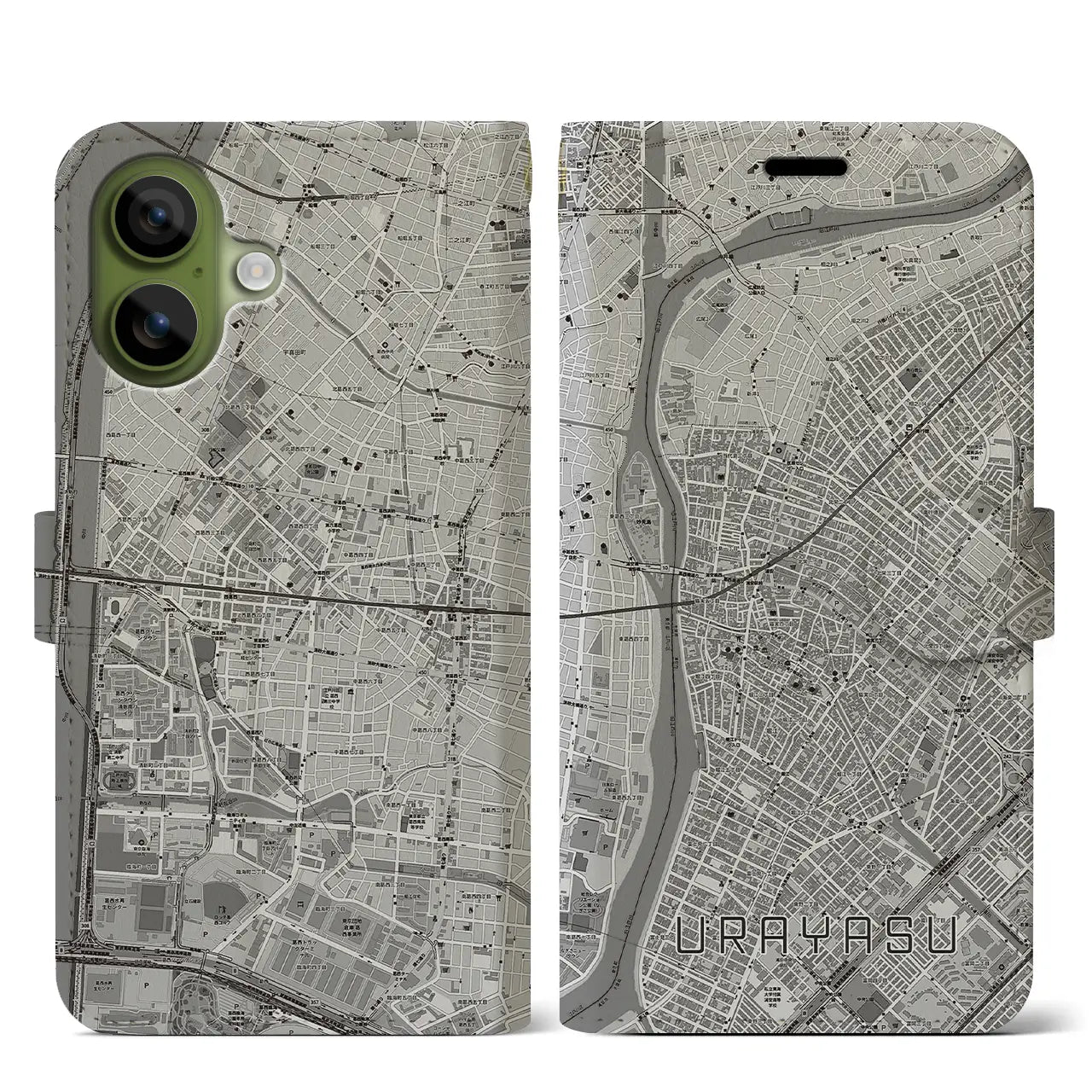 【浦安(千葉県)】地図柄iPhoneケース(手帳タイプ)