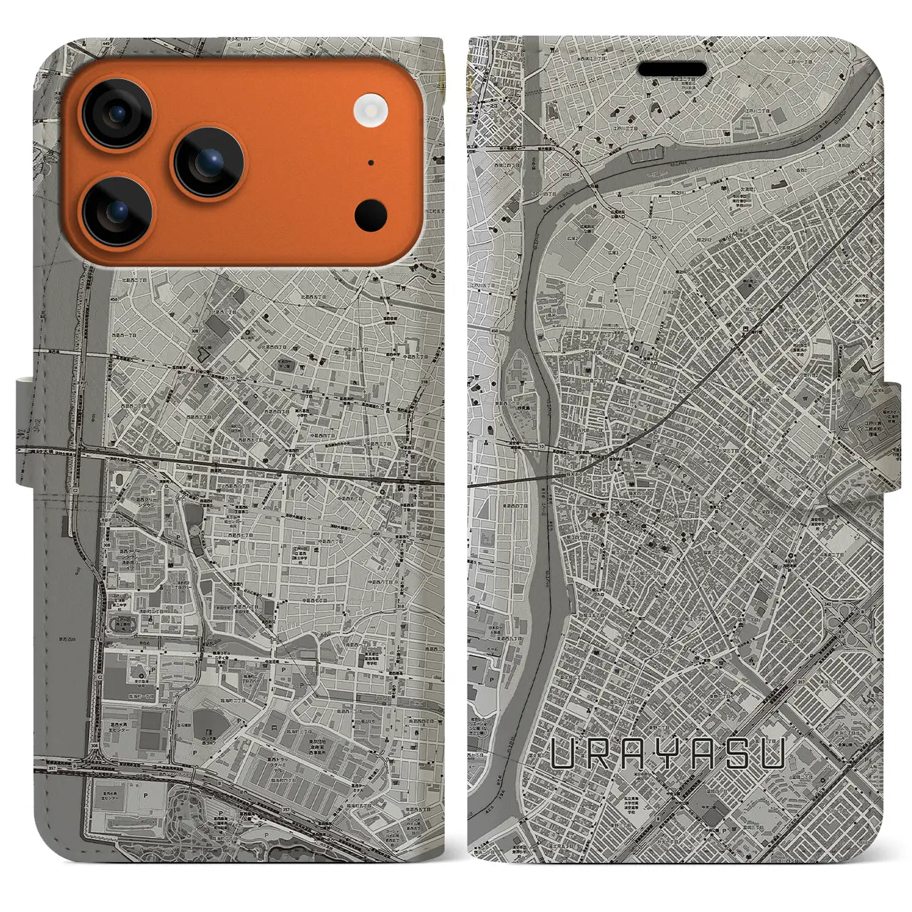 【浦安(千葉県)】地図柄iPhoneケース(手帳タイプ)