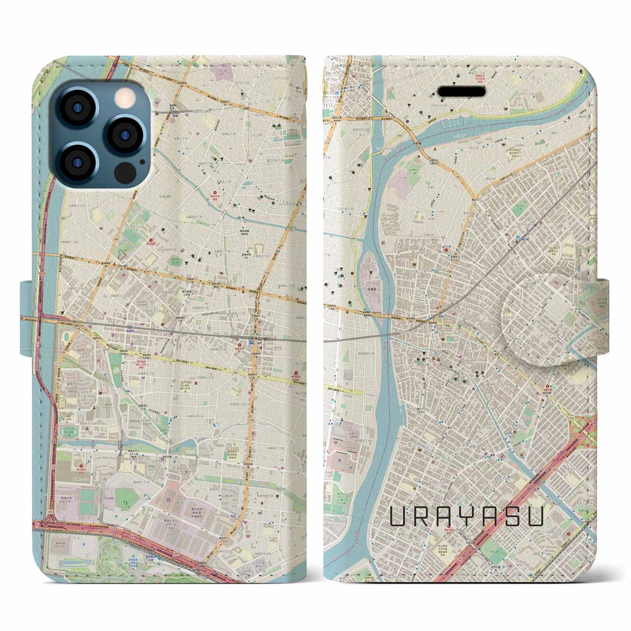 【浦安(千葉県)】地図柄iPhoneケース(手帳タイプ)