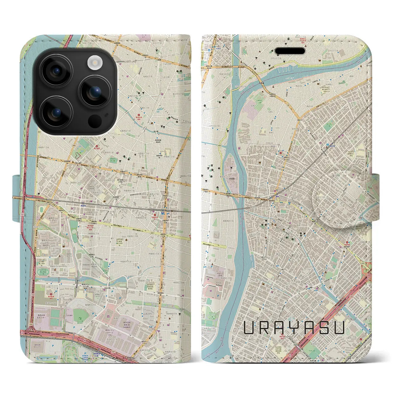 【浦安(千葉県)】地図柄iPhoneケース(手帳タイプ)