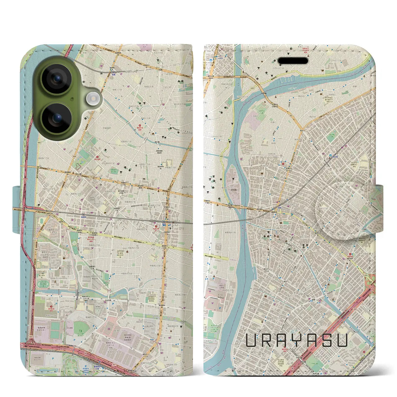 【浦安(千葉県)】地図柄iPhoneケース(手帳タイプ)