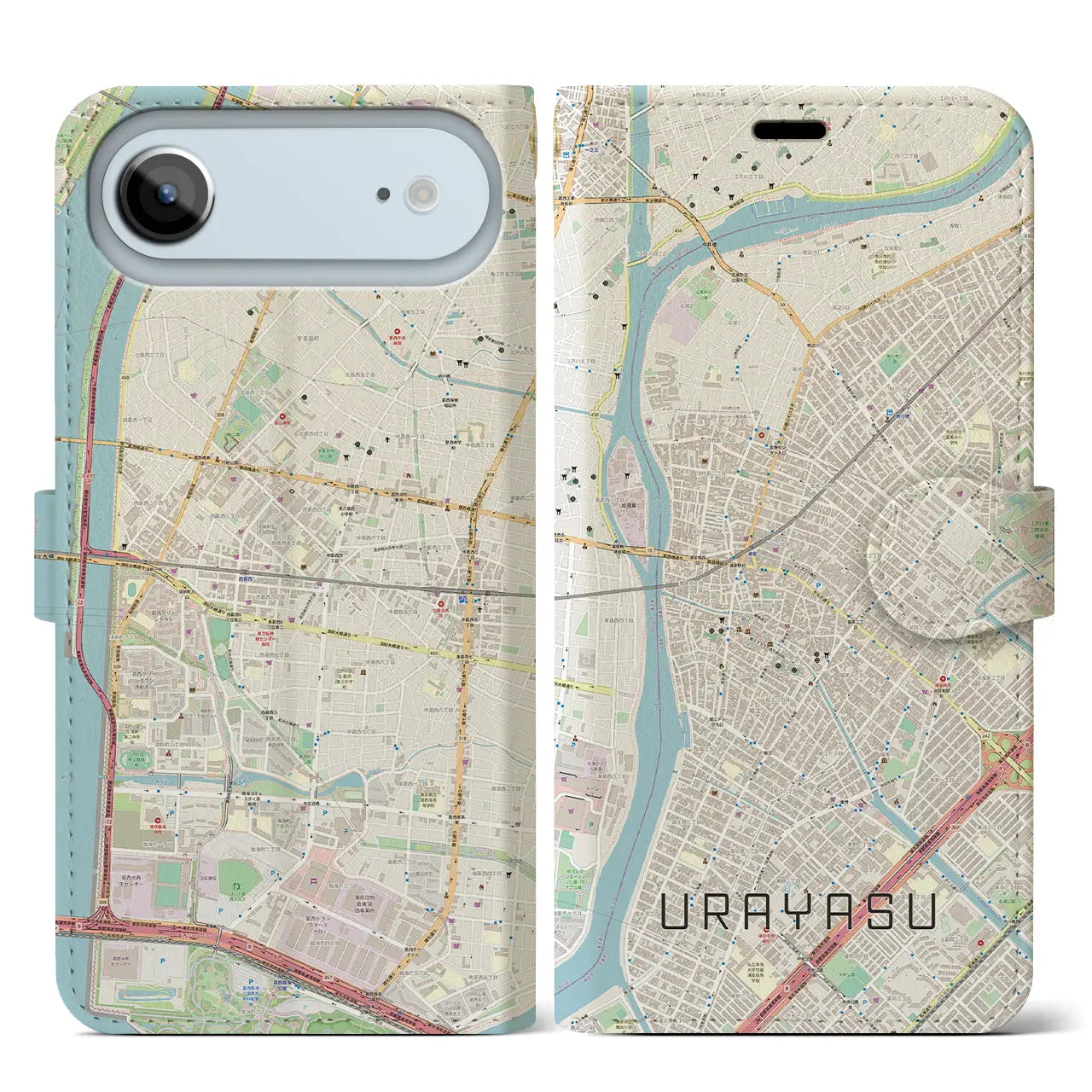 【浦安(千葉県)】地図柄iPhoneケース(手帳タイプ)