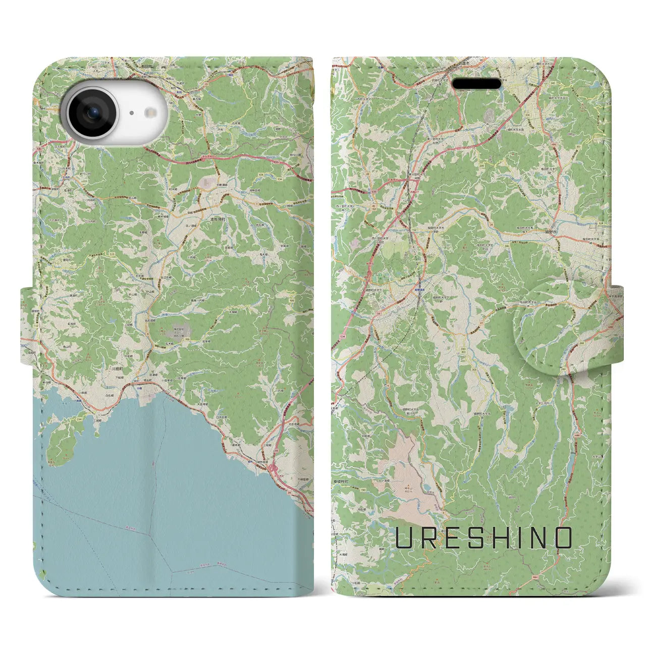 【嬉野(佐賀県)】地図柄iPhoneケース(手帳タイプ)