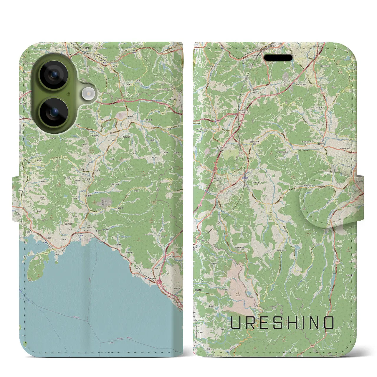 【嬉野(佐賀県)】地図柄iPhoneケース(手帳タイプ)