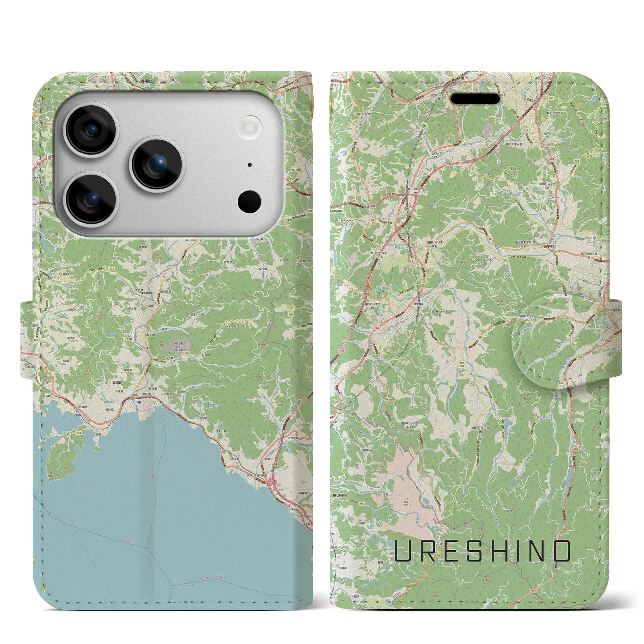 【嬉野(佐賀県)】地図柄iPhoneケース(手帳タイプ)