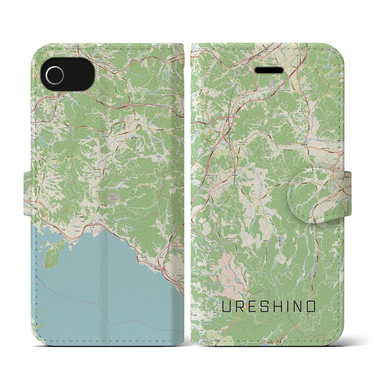 【嬉野(佐賀県)】地図柄iPhoneケース(手帳タイプ)