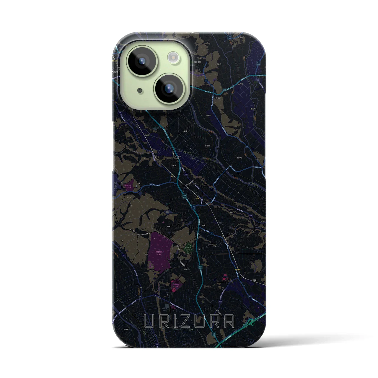 【瓜連(茨城県)】地図柄iPhoneケース(バックカバータイプ)