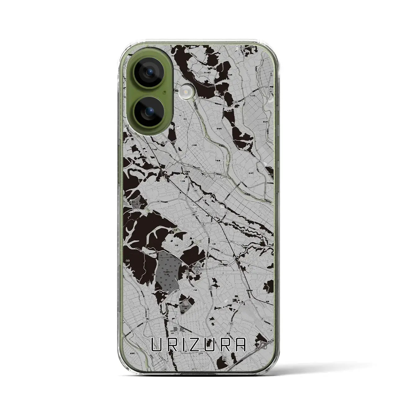 【瓜連(茨城県)】地図柄iPhoneケース(クリアタイプ)モノトーン・iPhone 17 Pro Max 用