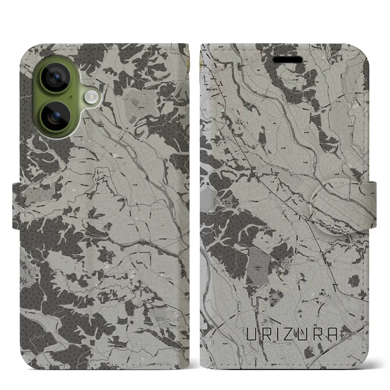 【瓜連(茨城県)】地図柄iPhoneケース(手帳タイプ)