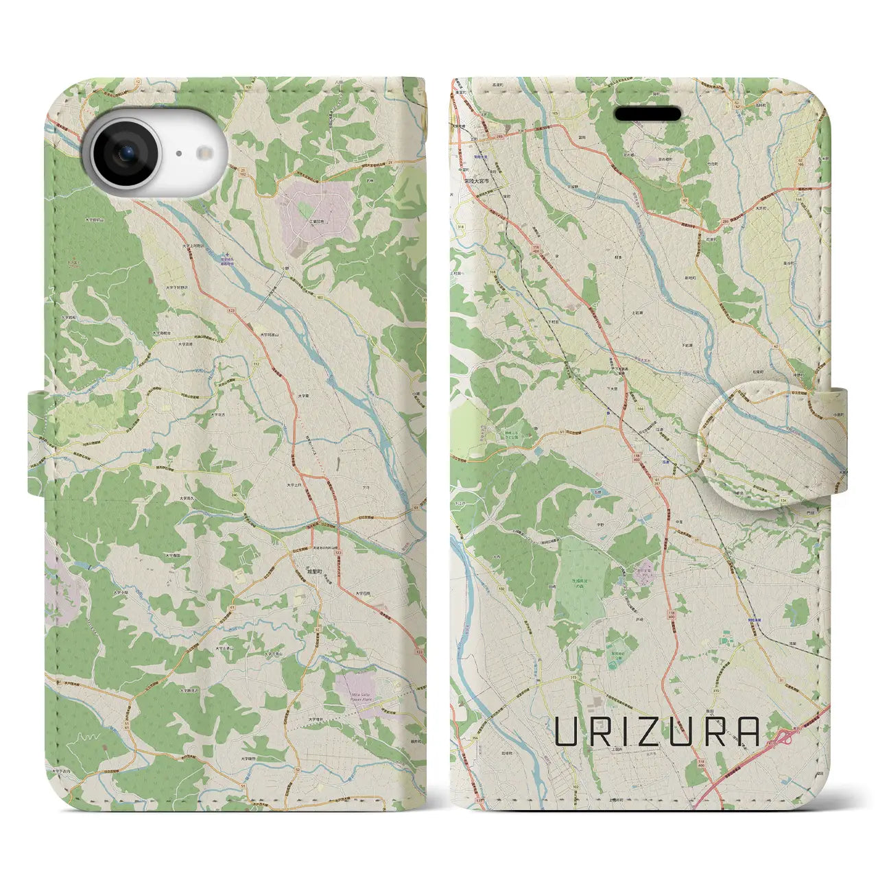 【瓜連(茨城県)】地図柄iPhoneケース(手帳タイプ)