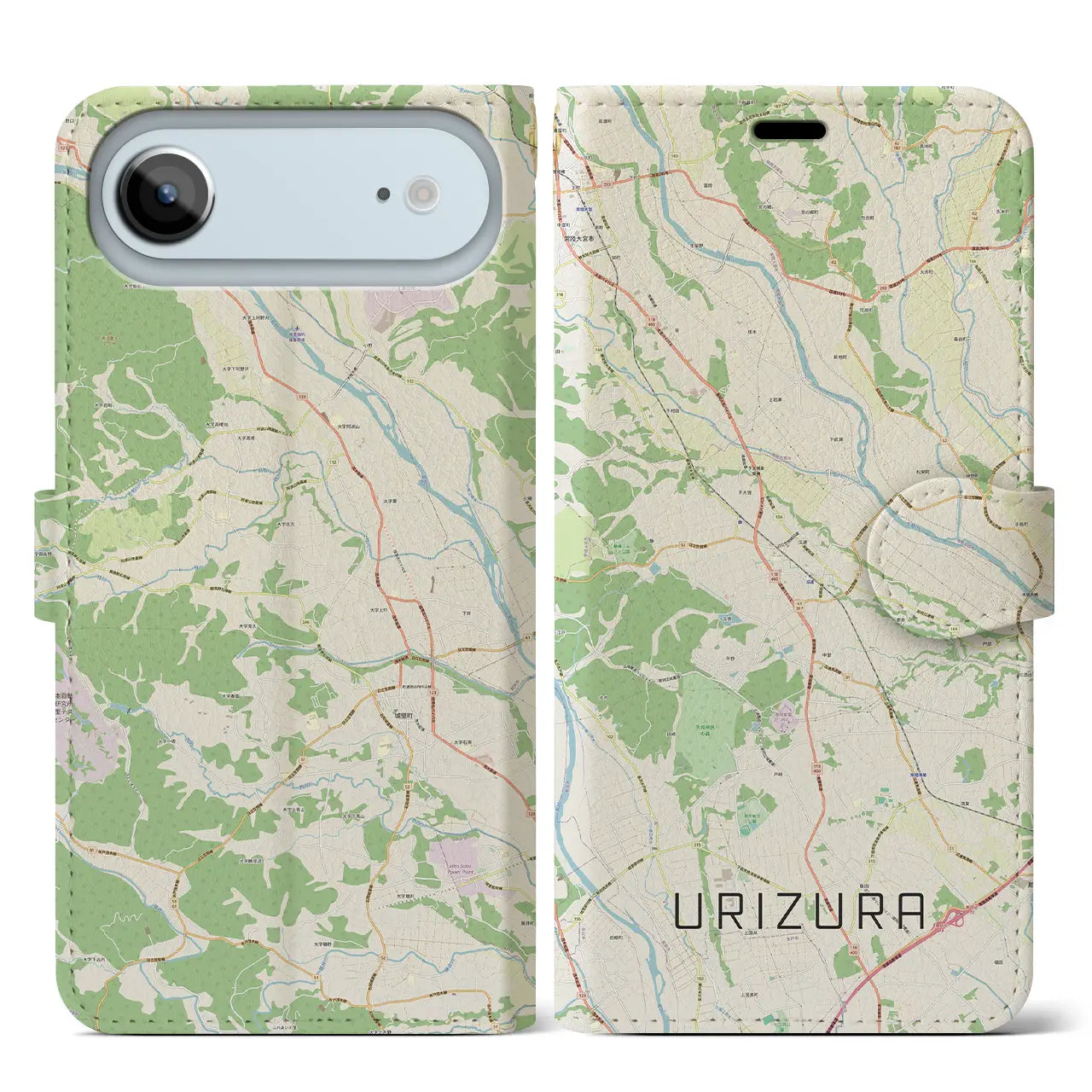 【瓜連(茨城県)】地図柄iPhoneケース(手帳タイプ)