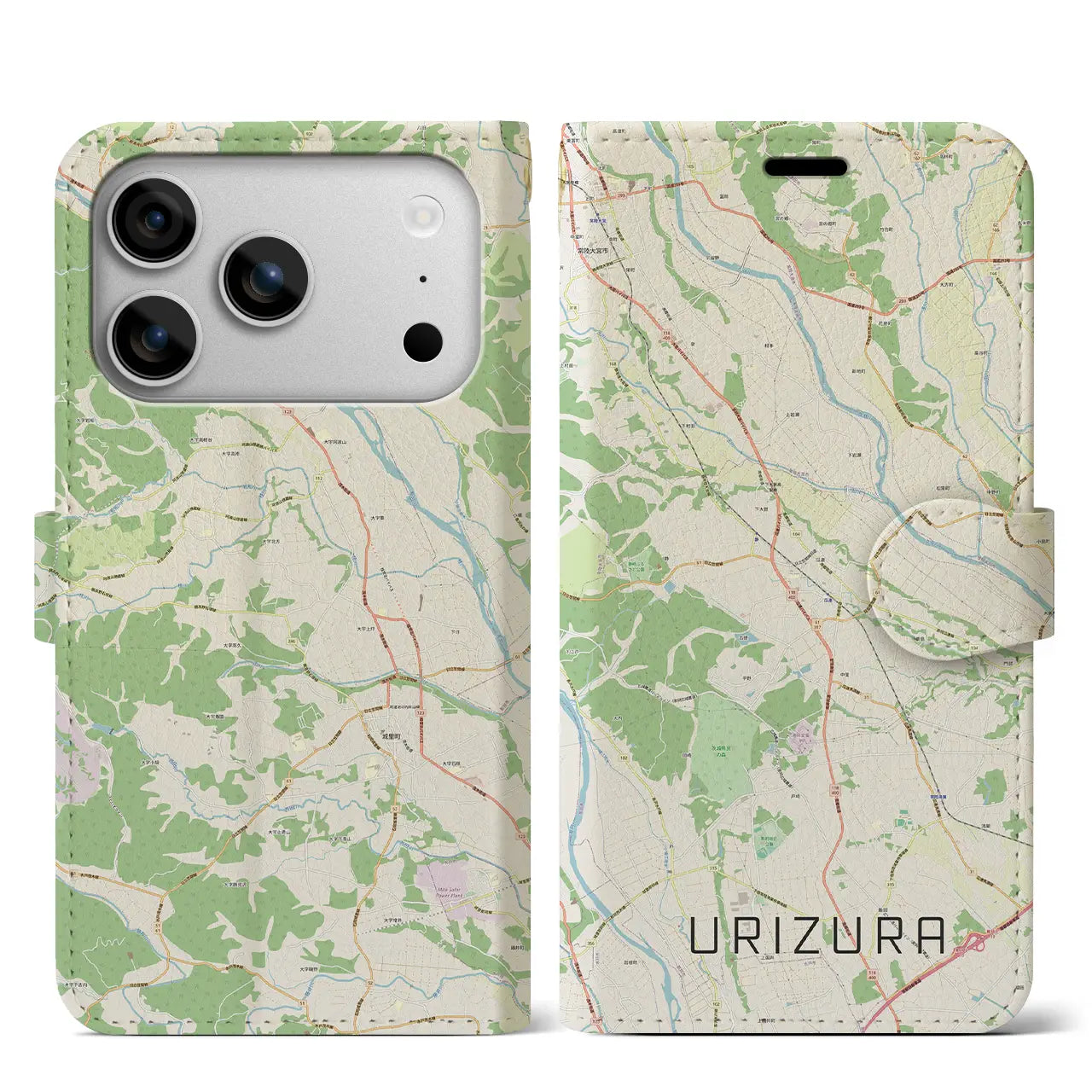 【瓜連(茨城県)】地図柄iPhoneケース(手帳タイプ)