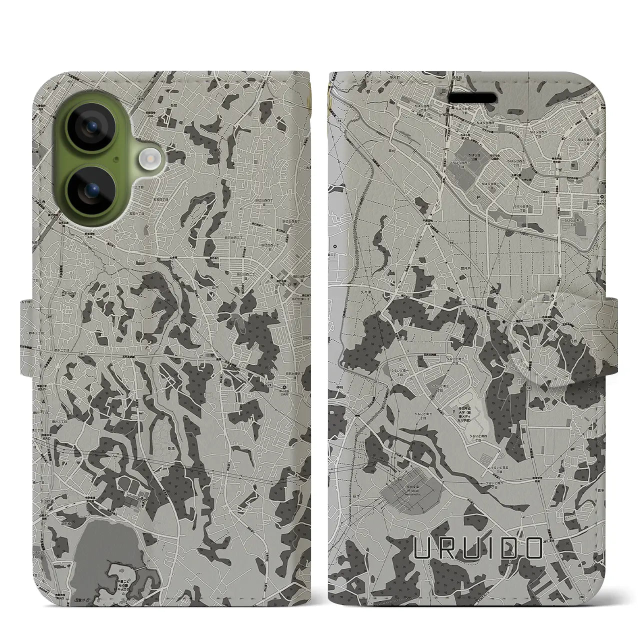 【潤井戸(千葉県)】地図柄iPhoneケース(手帳タイプ)