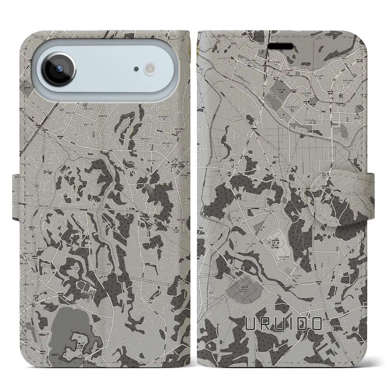 【潤井戸(千葉県)】地図柄iPhoneケース(手帳タイプ)