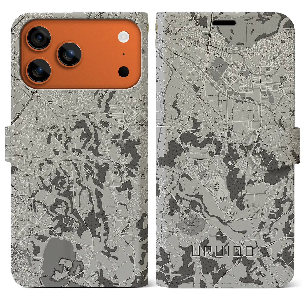 【潤井戸(千葉県)】地図柄iPhoneケース(手帳タイプ)