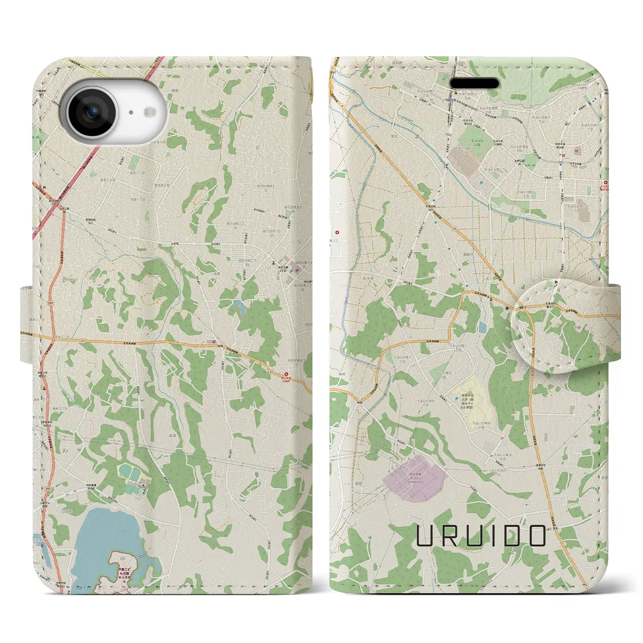 【潤井戸(千葉県)】地図柄iPhoneケース(手帳タイプ)