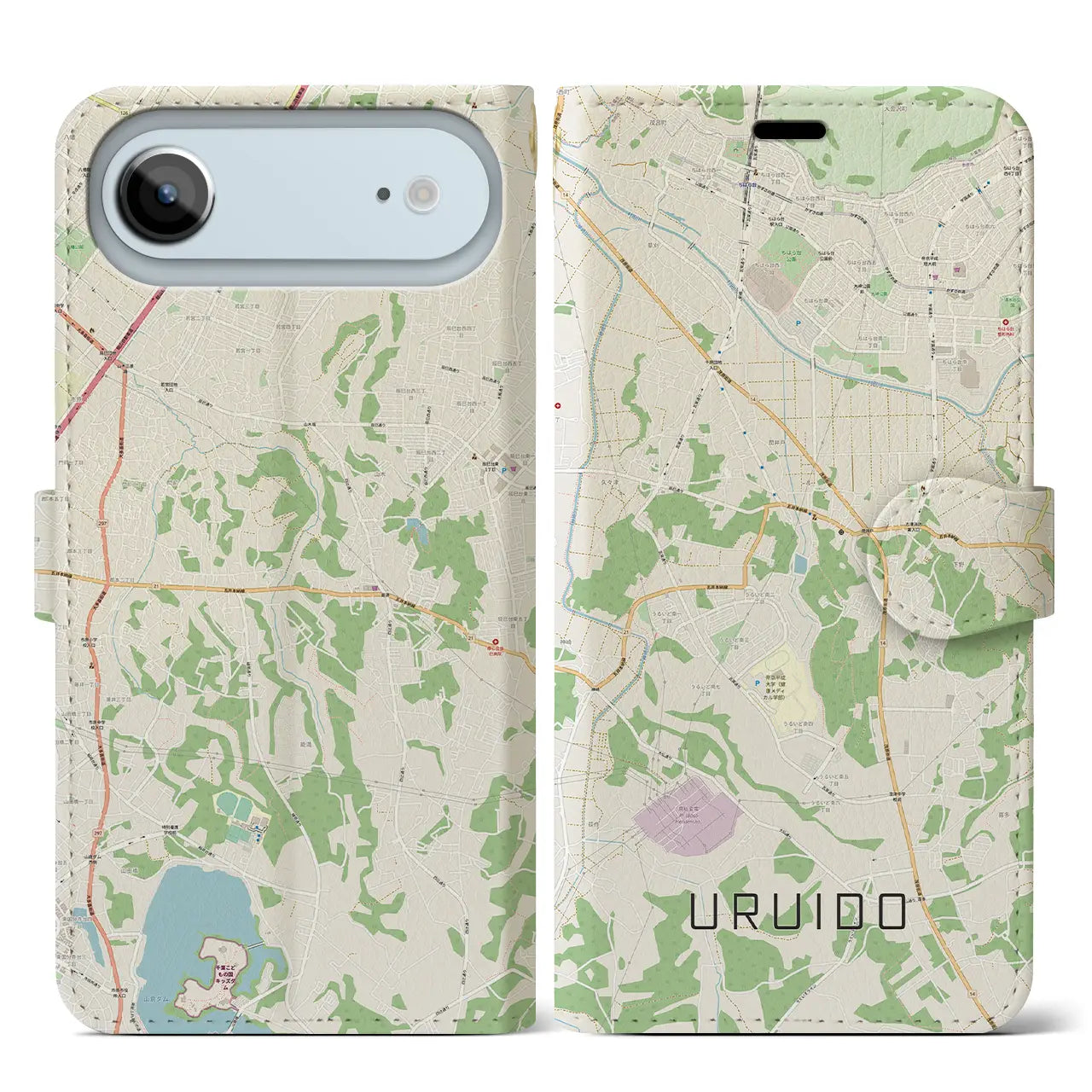 【潤井戸(千葉県)】地図柄iPhoneケース(手帳タイプ)