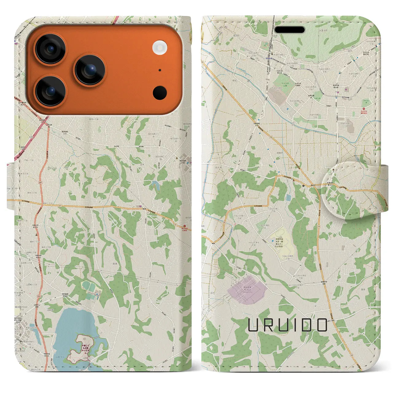 【潤井戸(千葉県)】地図柄iPhoneケース(手帳タイプ)