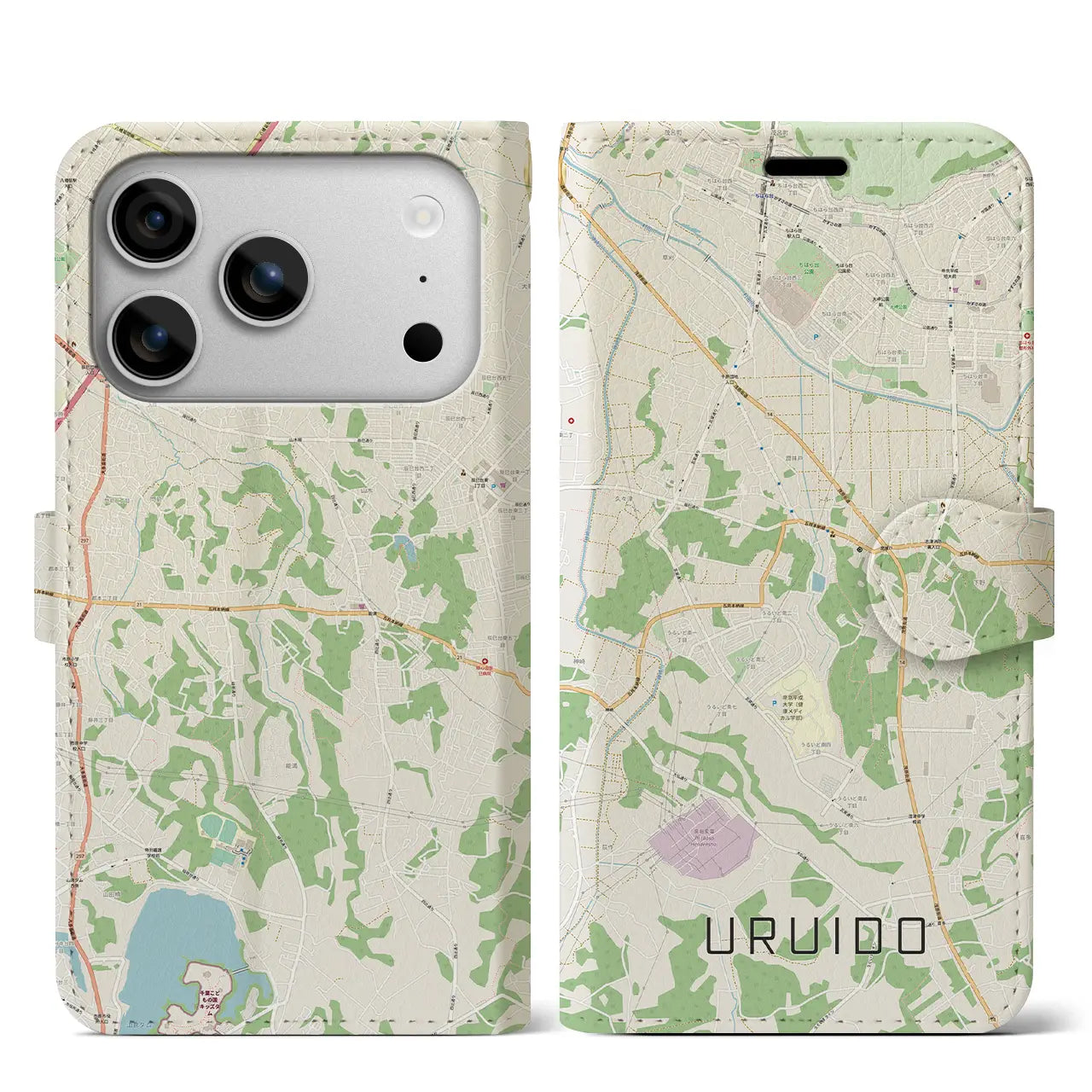 【潤井戸(千葉県)】地図柄iPhoneケース(手帳タイプ)