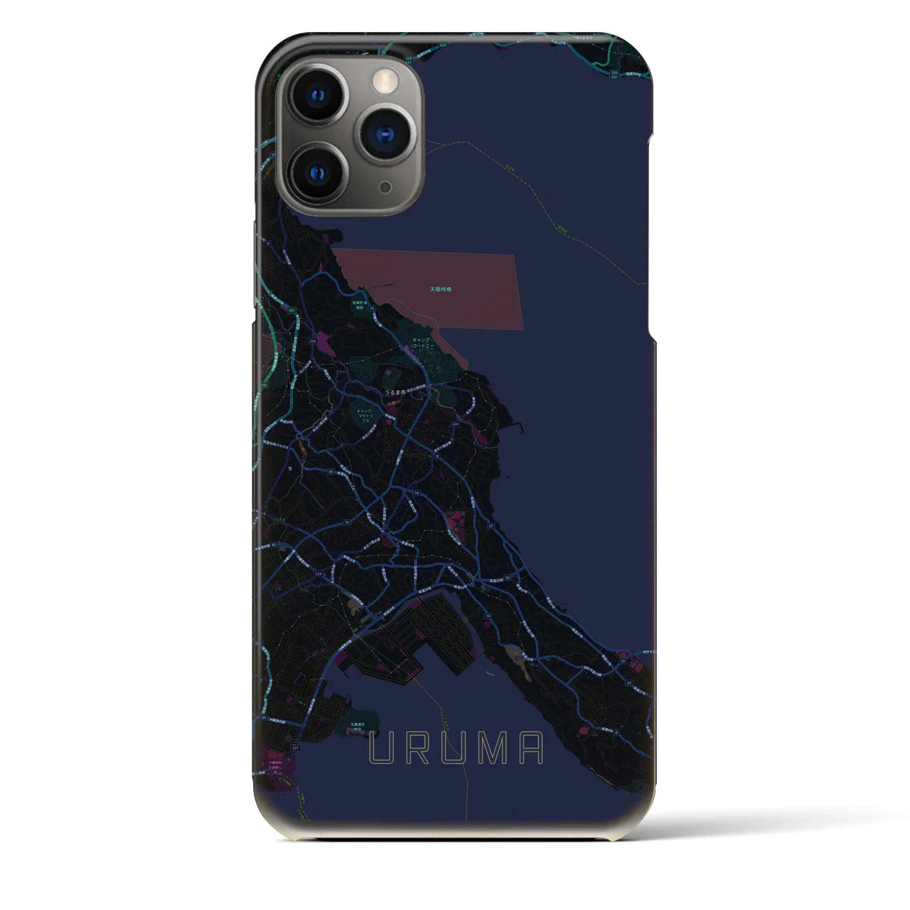 【うるま(沖縄県)】地図柄iPhoneケース(バックカバータイプ)
