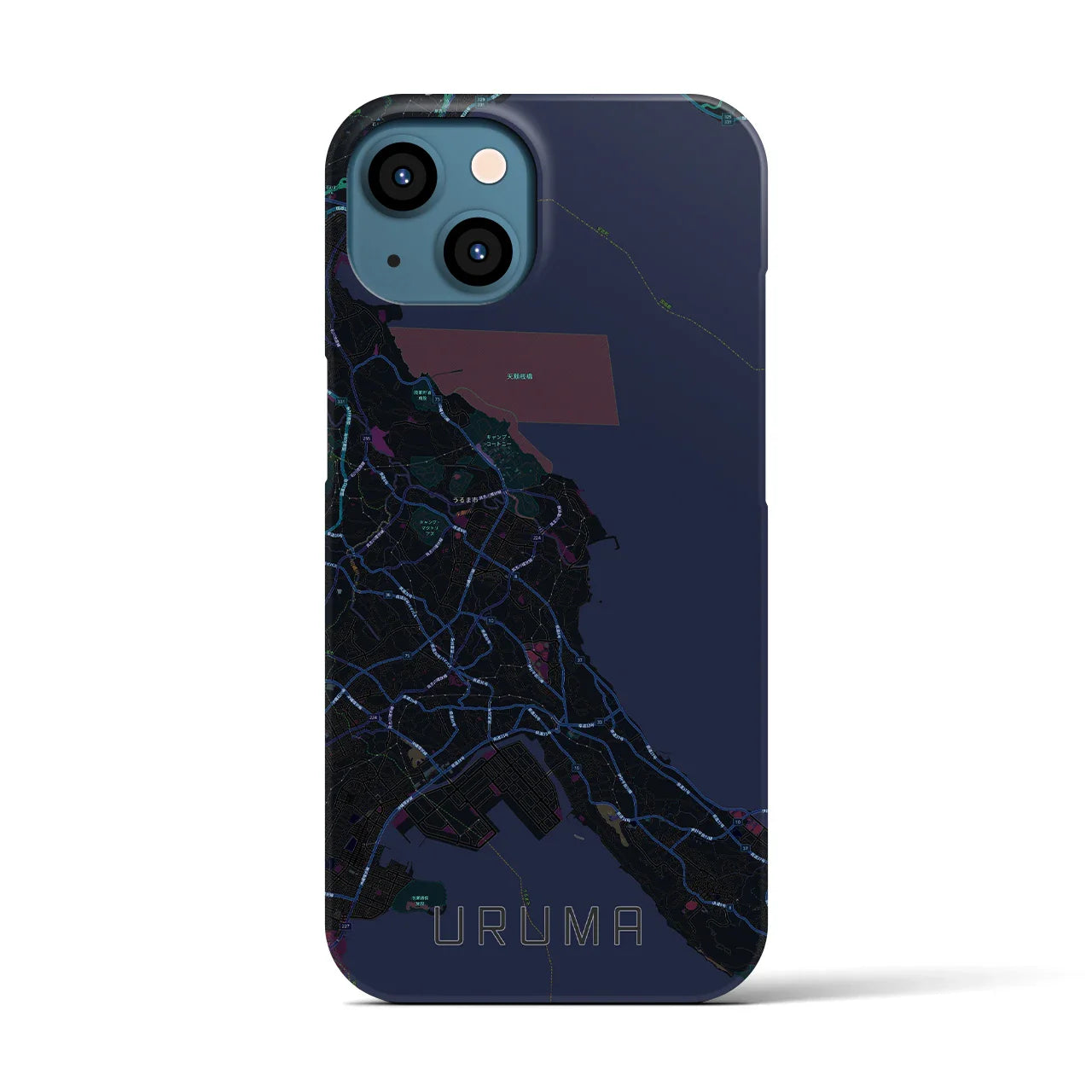 【うるま(沖縄県)】地図柄iPhoneケース(バックカバータイプ)