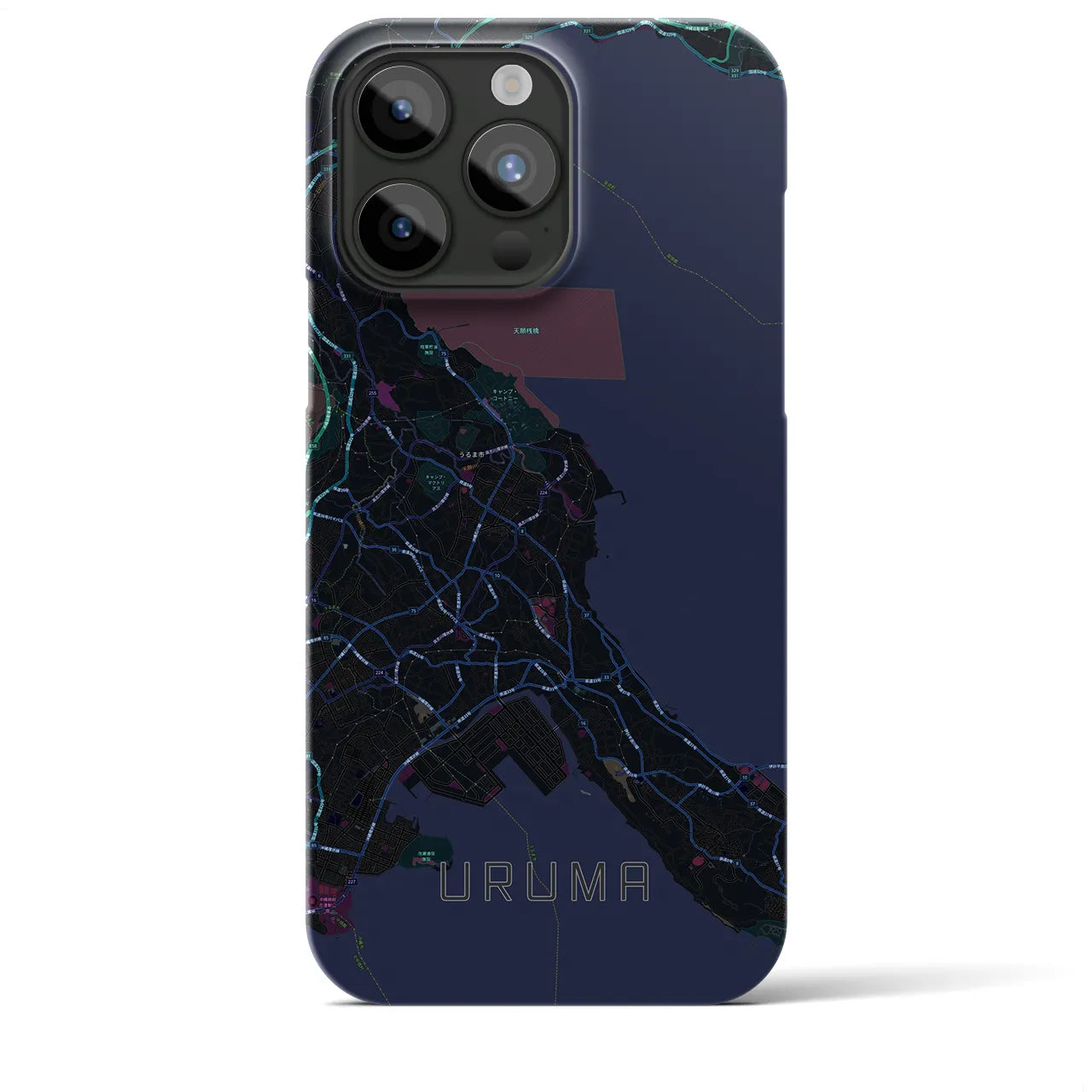 【うるま(沖縄県)】地図柄iPhoneケース(バックカバータイプ)