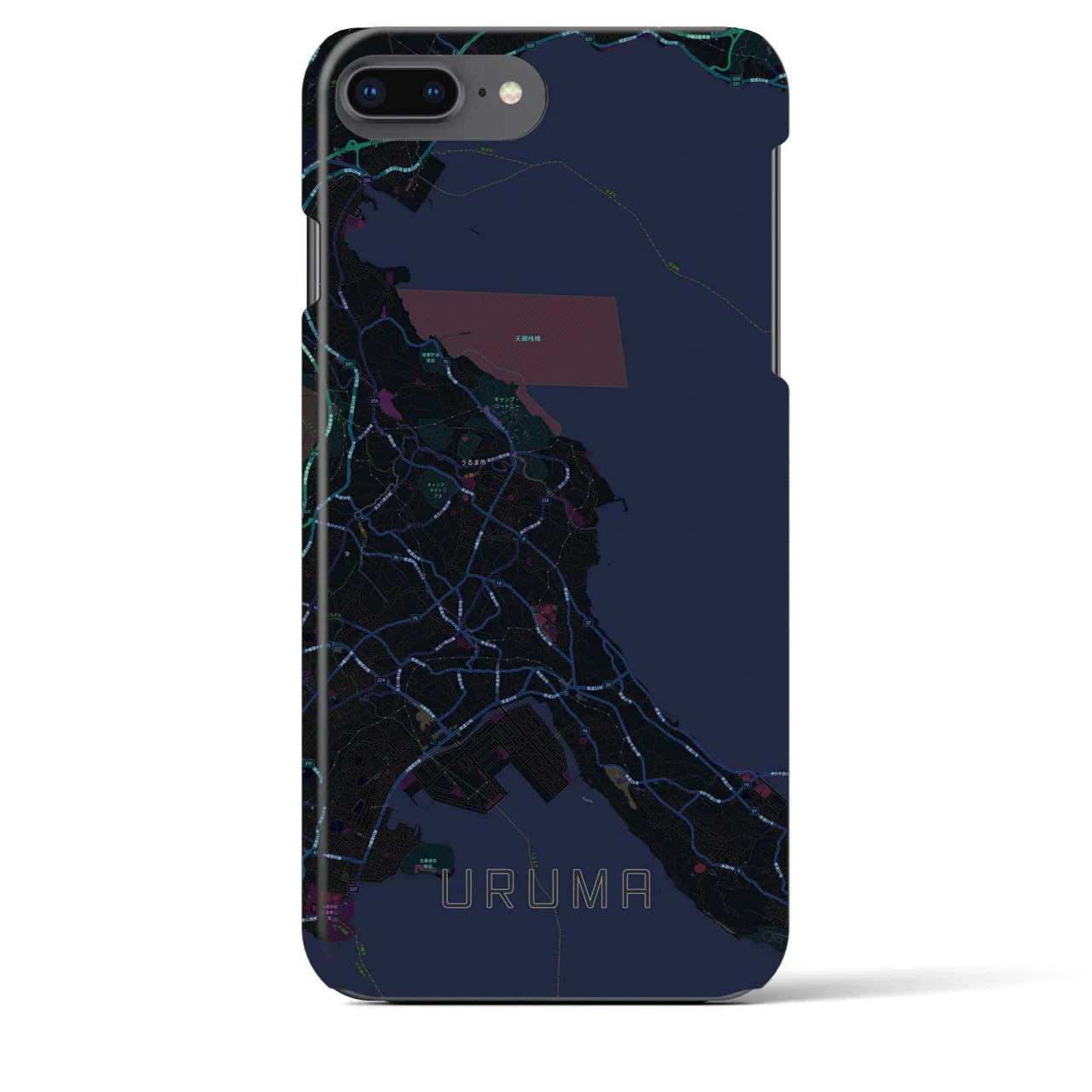 【うるま(沖縄県)】地図柄iPhoneケース(バックカバータイプ)