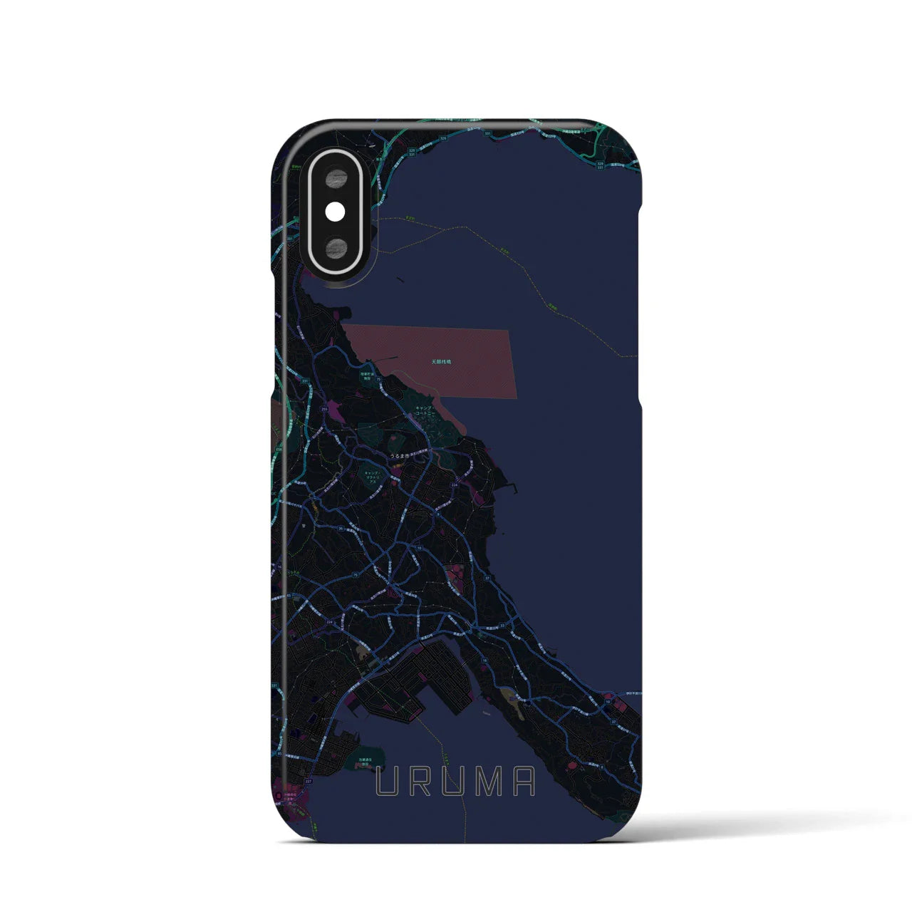 【うるま(沖縄県)】地図柄iPhoneケース(バックカバータイプ)
