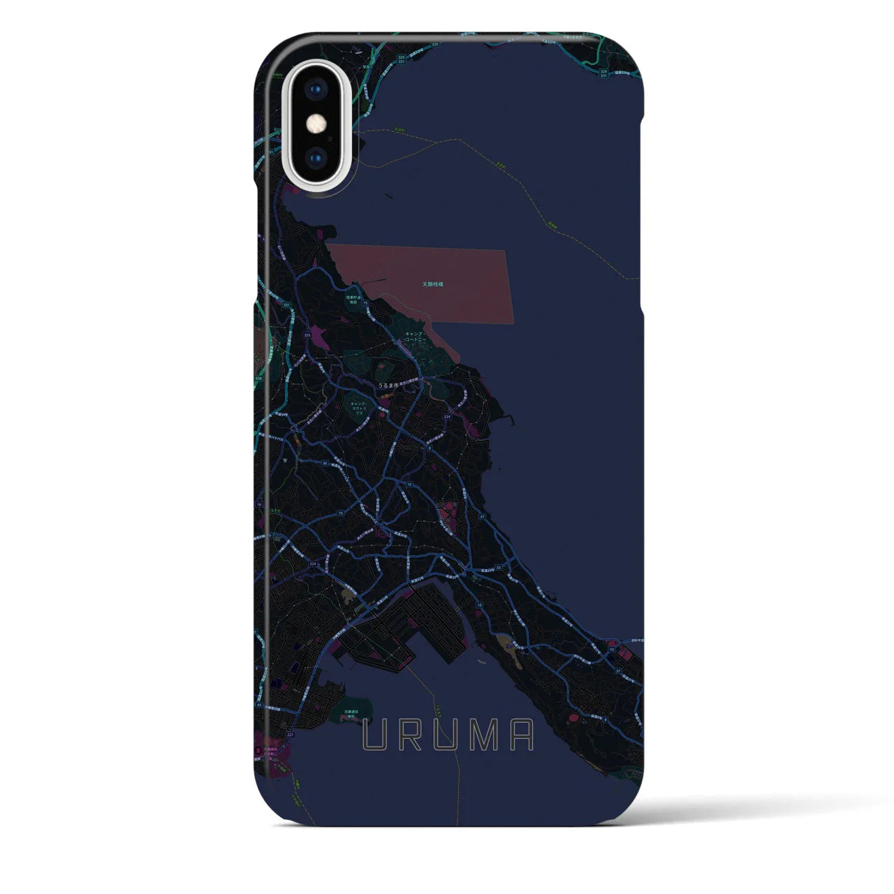 【うるま(沖縄県)】地図柄iPhoneケース(バックカバータイプ)