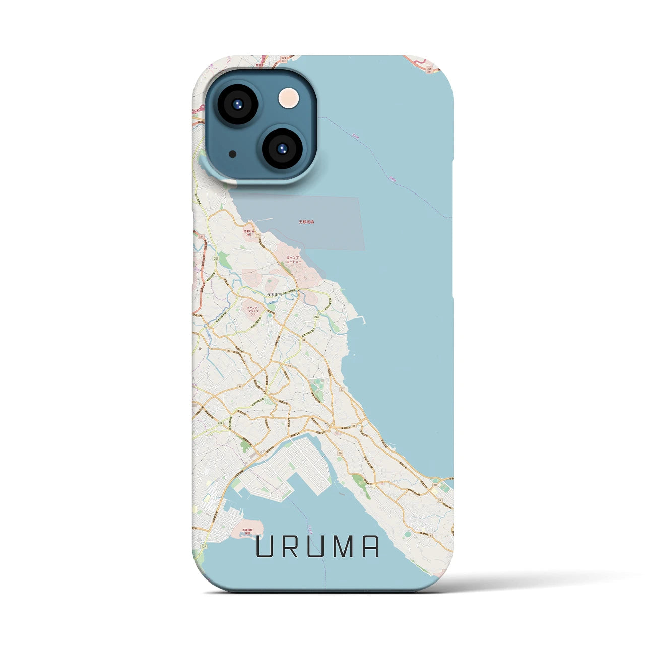 【うるま(沖縄県)】地図柄iPhoneケース(バックカバータイプ)