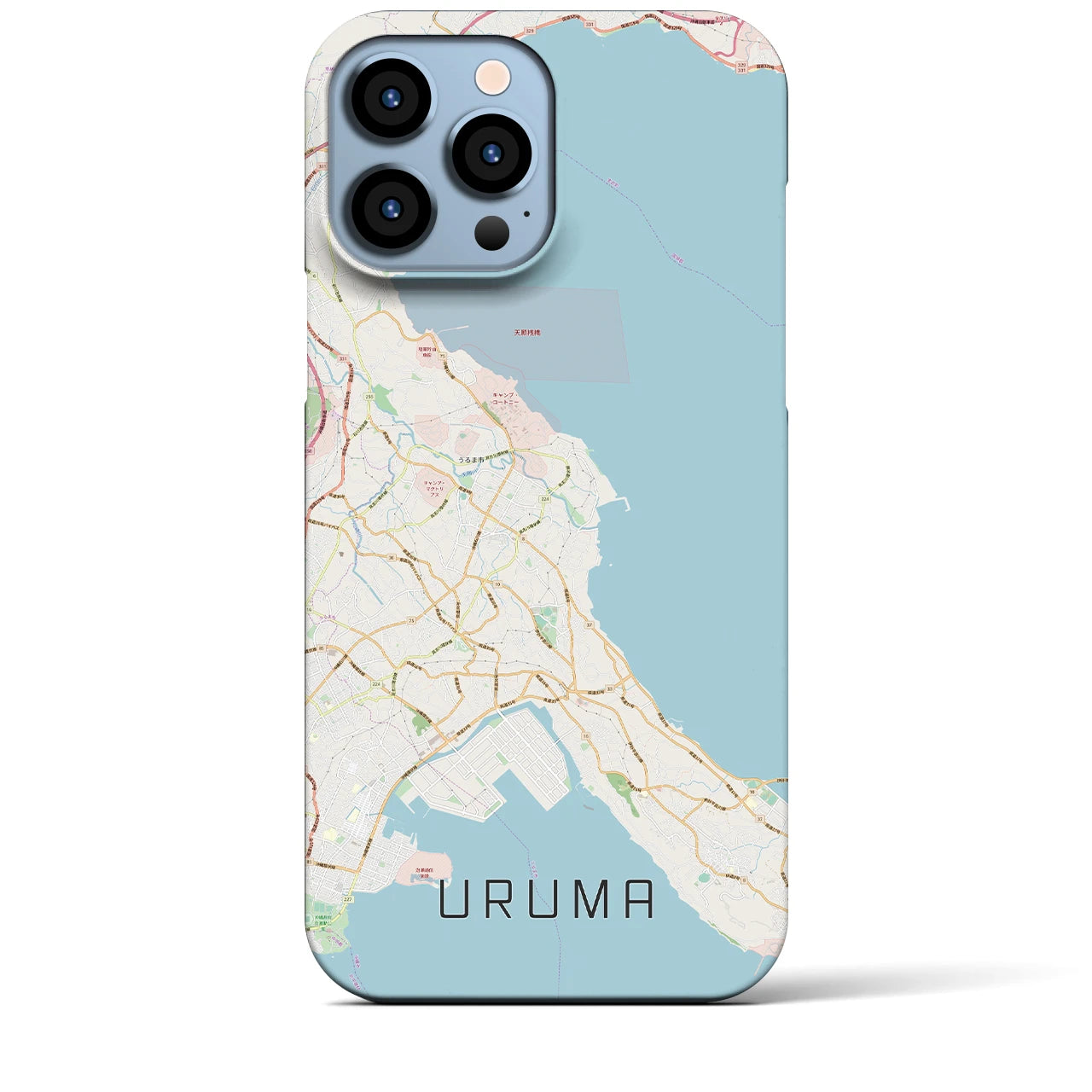【うるま(沖縄県)】地図柄iPhoneケース(バックカバータイプ)