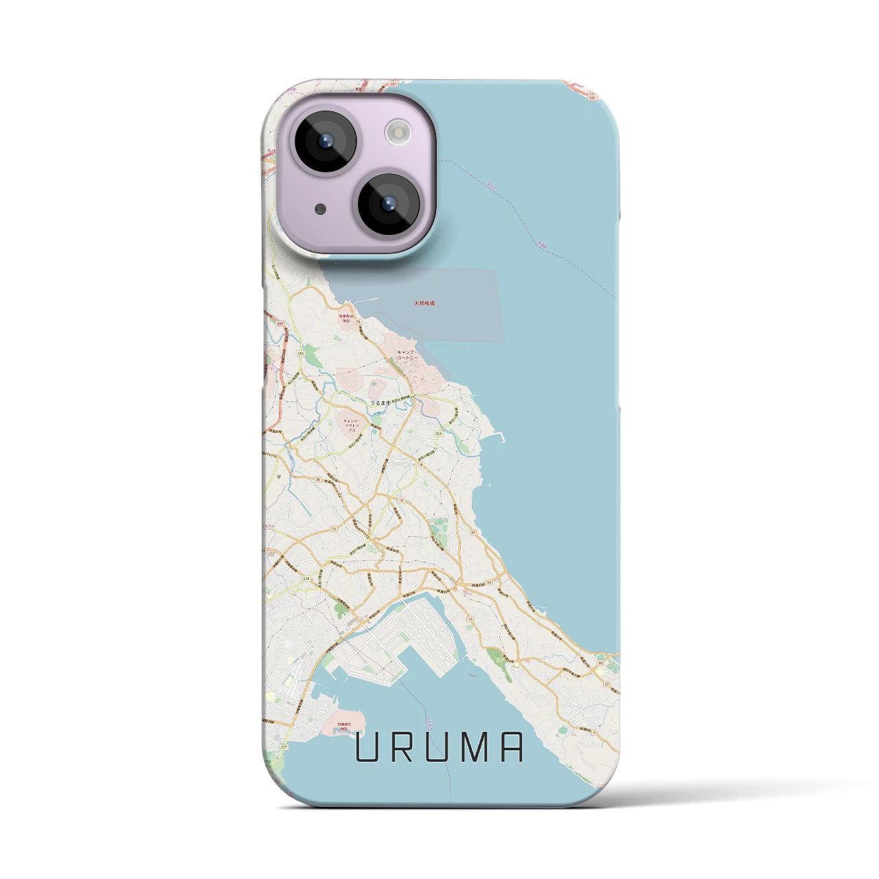【うるま(沖縄県)】地図柄iPhoneケース(バックカバータイプ)