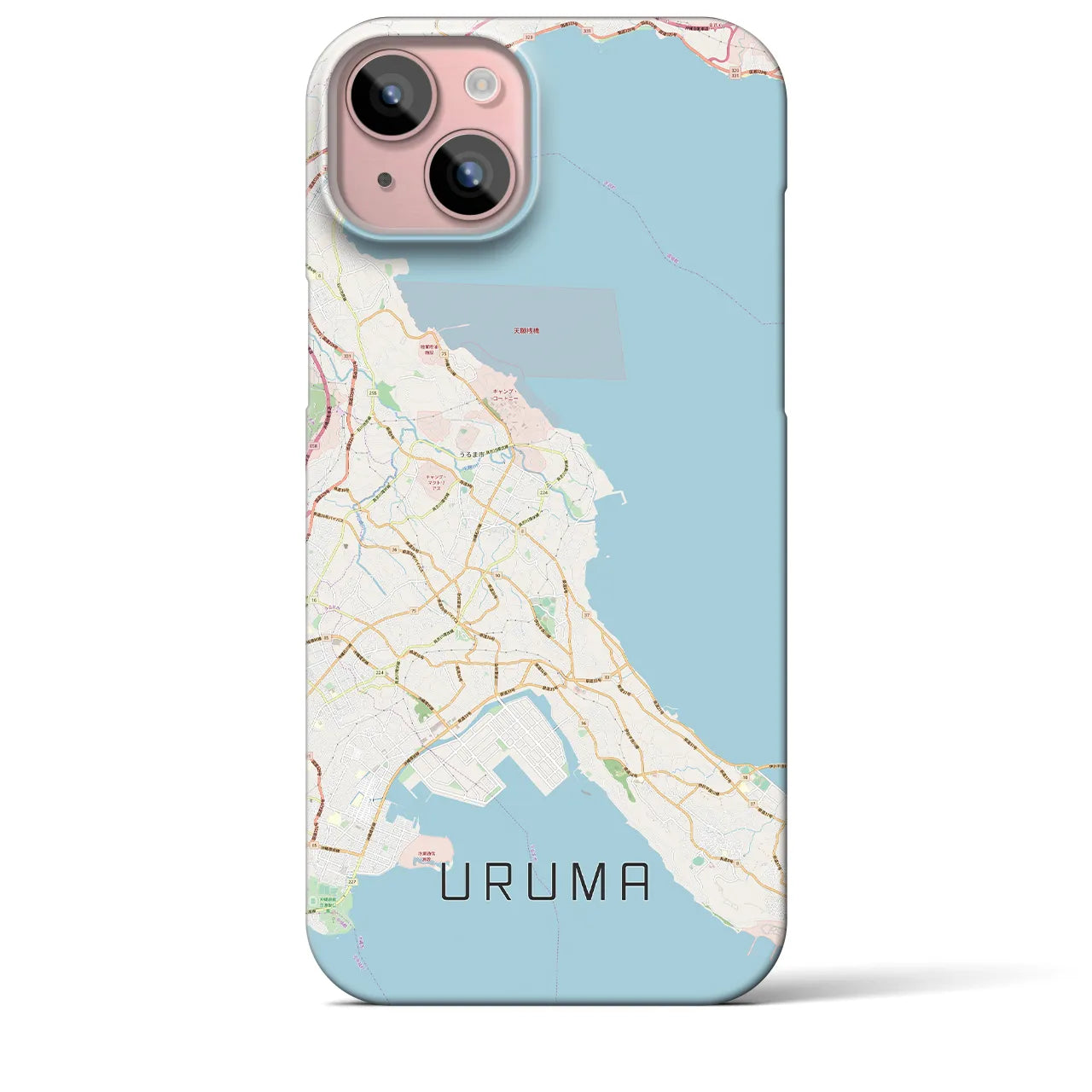 【うるま(沖縄県)】地図柄iPhoneケース(バックカバータイプ)