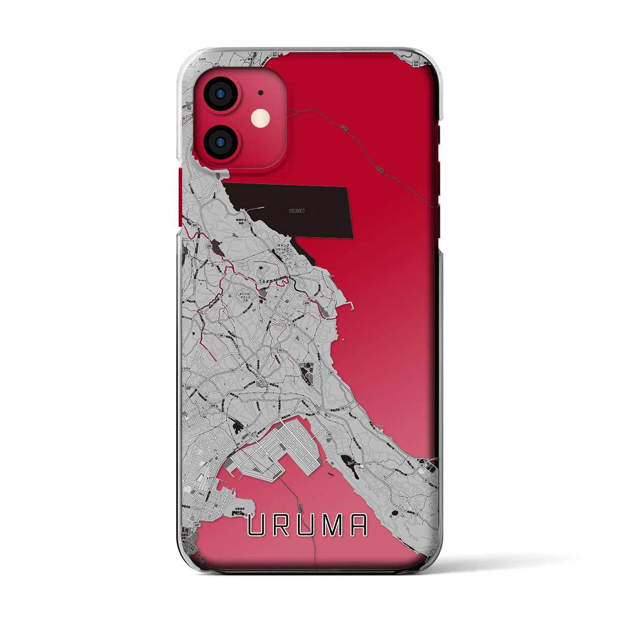 【うるま(沖縄県)】地図柄iPhoneケース(クリアタイプ)