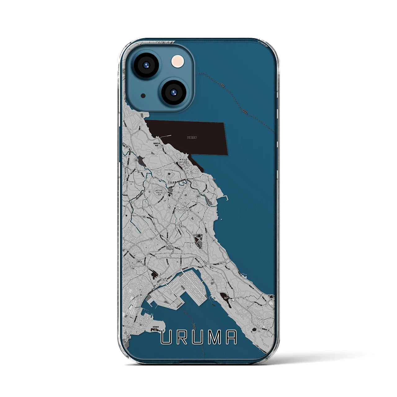 【うるま(沖縄県)】地図柄iPhoneケース(クリアタイプ)