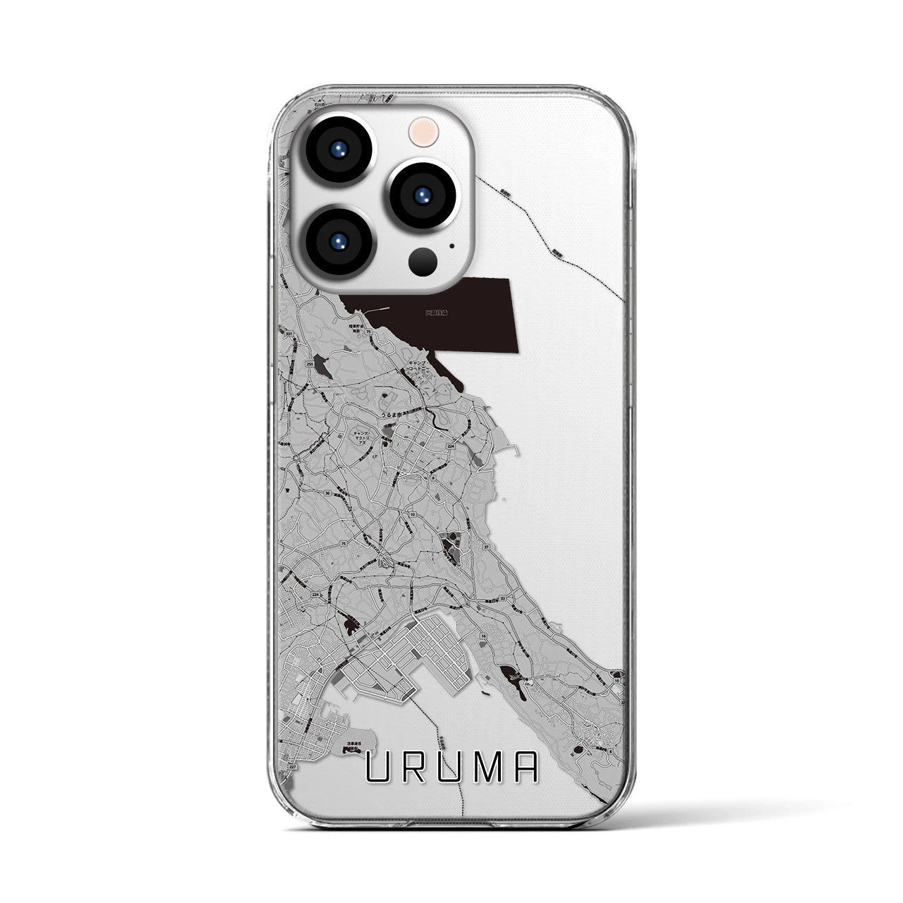 【うるま(沖縄県)】地図柄iPhoneケース(クリアタイプ)