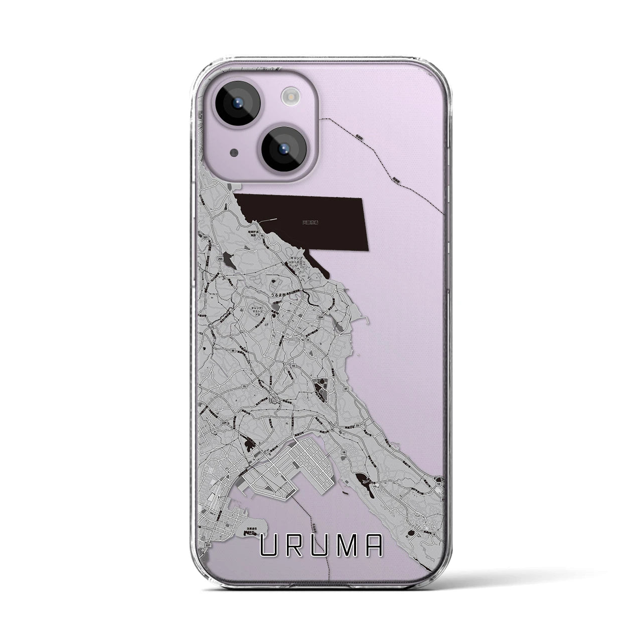 【うるま(沖縄県)】地図柄iPhoneケース(クリアタイプ)