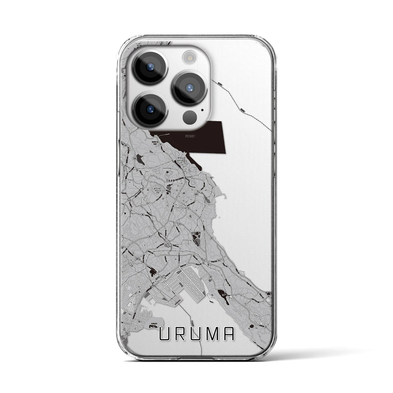 【うるま(沖縄県)】地図柄iPhoneケース(クリアタイプ)