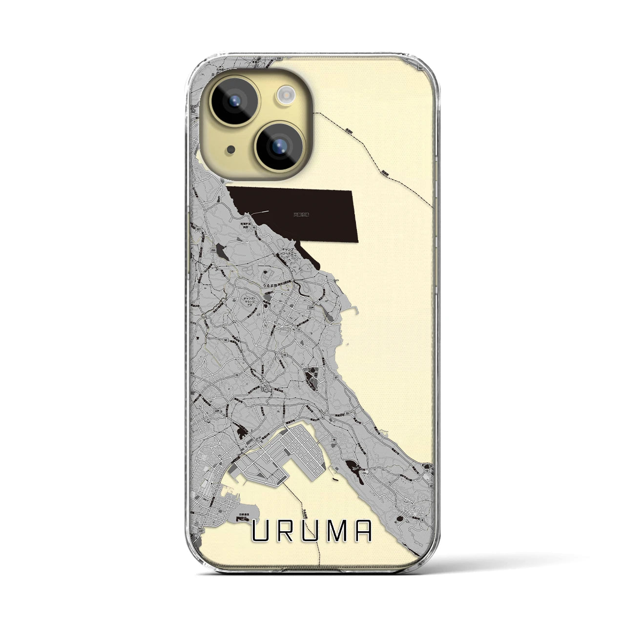 【うるま(沖縄県)】地図柄iPhoneケース(クリアタイプ)