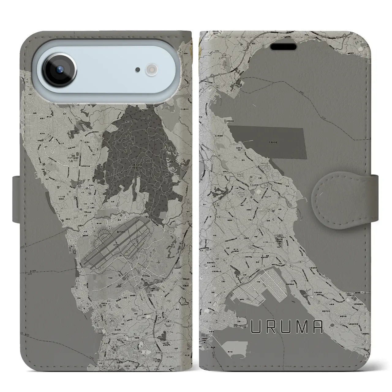 【うるま(沖縄県)】地図柄iPhoneケース(手帳タイプ)