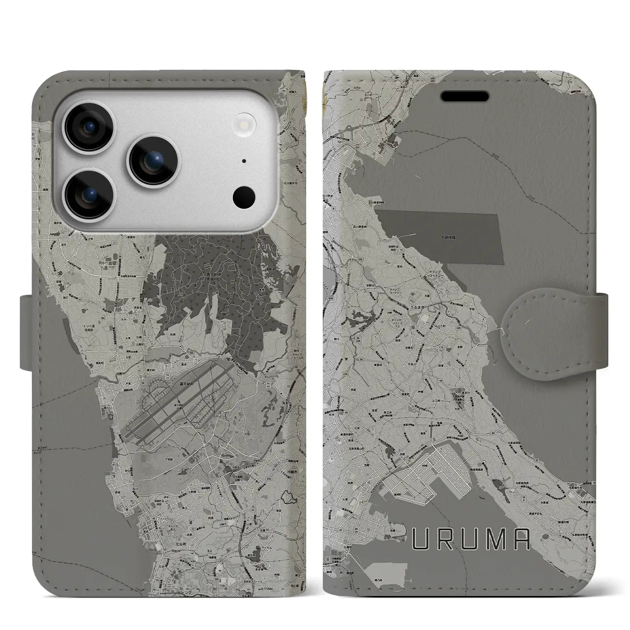 【うるま(沖縄県)】地図柄iPhoneケース(手帳タイプ)