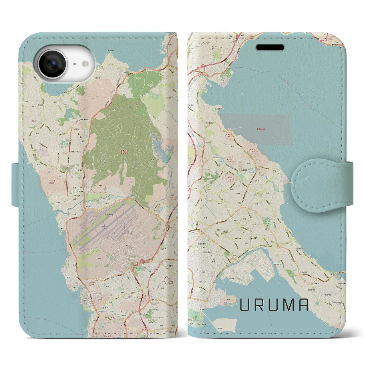 【うるま(沖縄県)】地図柄iPhoneケース(手帳タイプ)