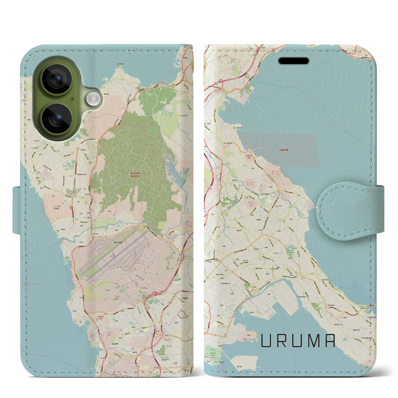 【うるま(沖縄県)】地図柄iPhoneケース(手帳タイプ)
