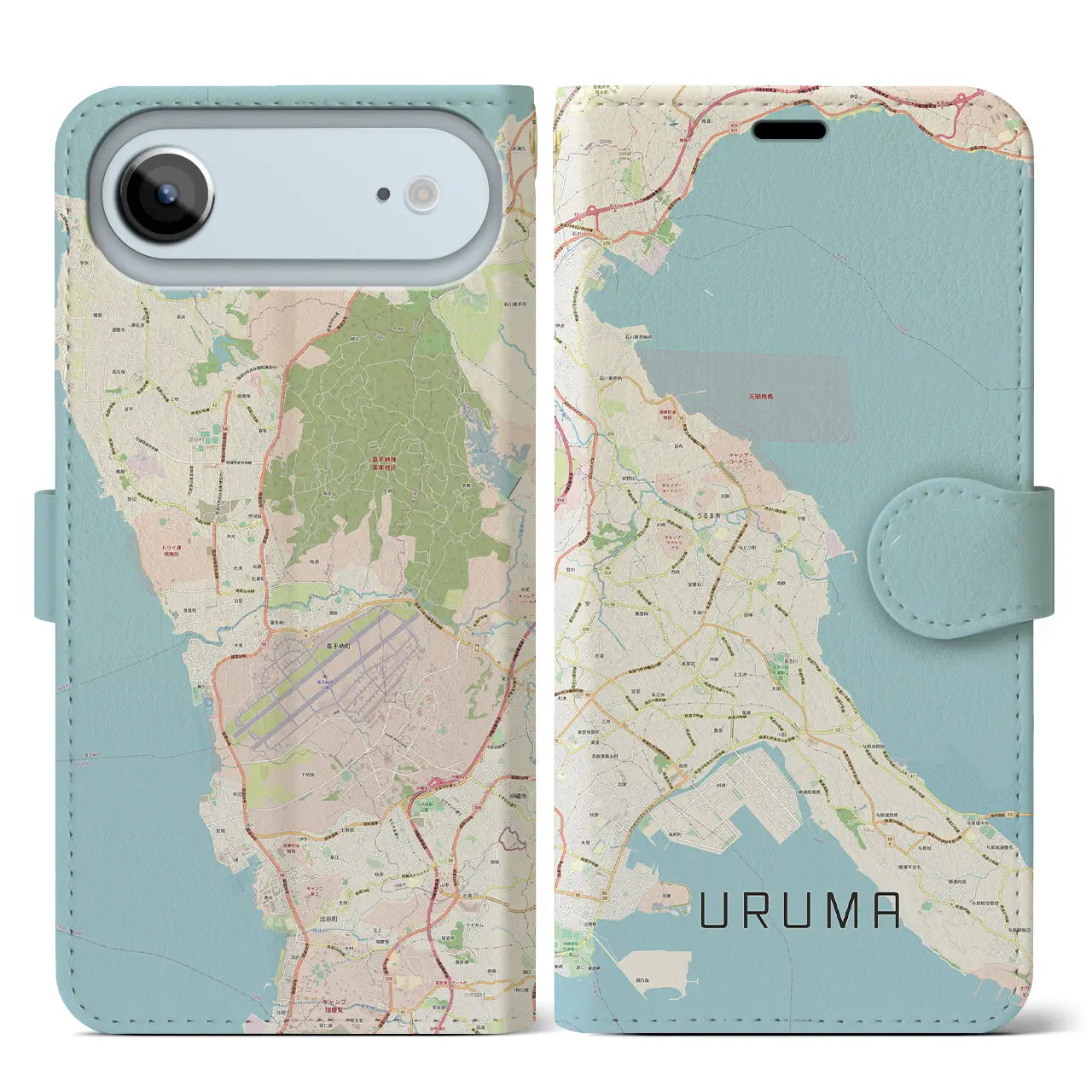 【うるま(沖縄県)】地図柄iPhoneケース(手帳タイプ)