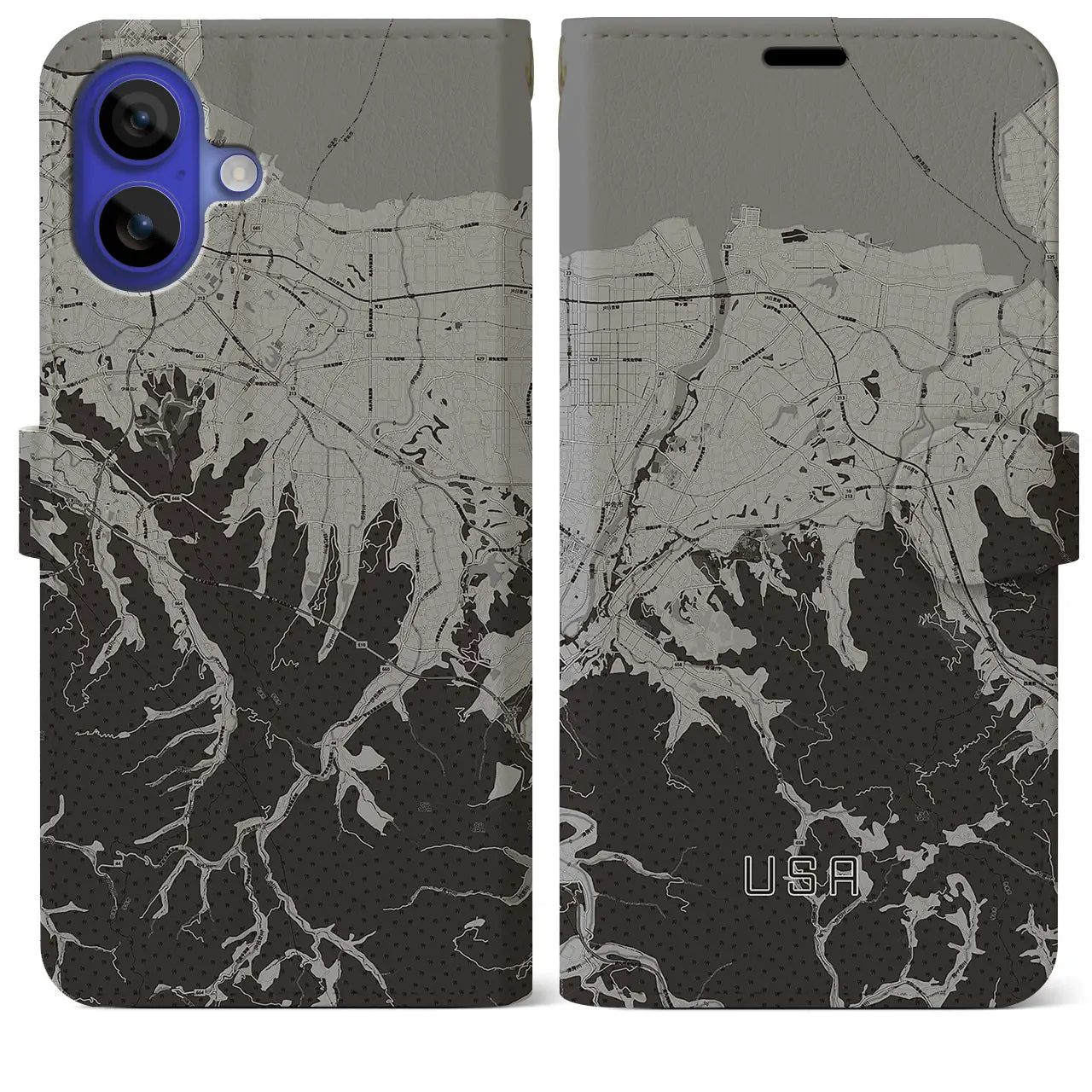 【宇佐(大分県)】地図柄iPhoneケース(手帳タイプ)