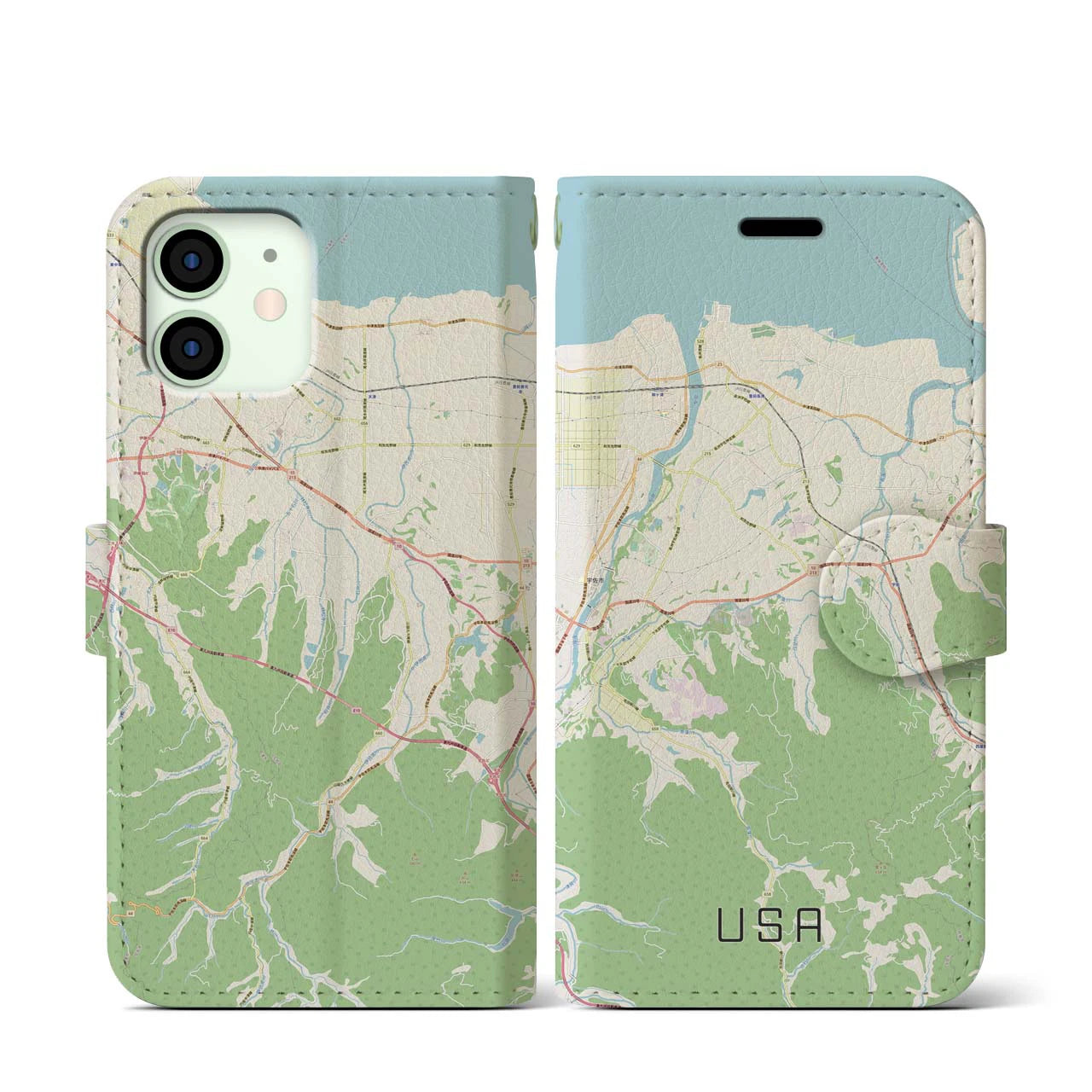 【宇佐(大分県)】地図柄iPhoneケース(手帳タイプ)